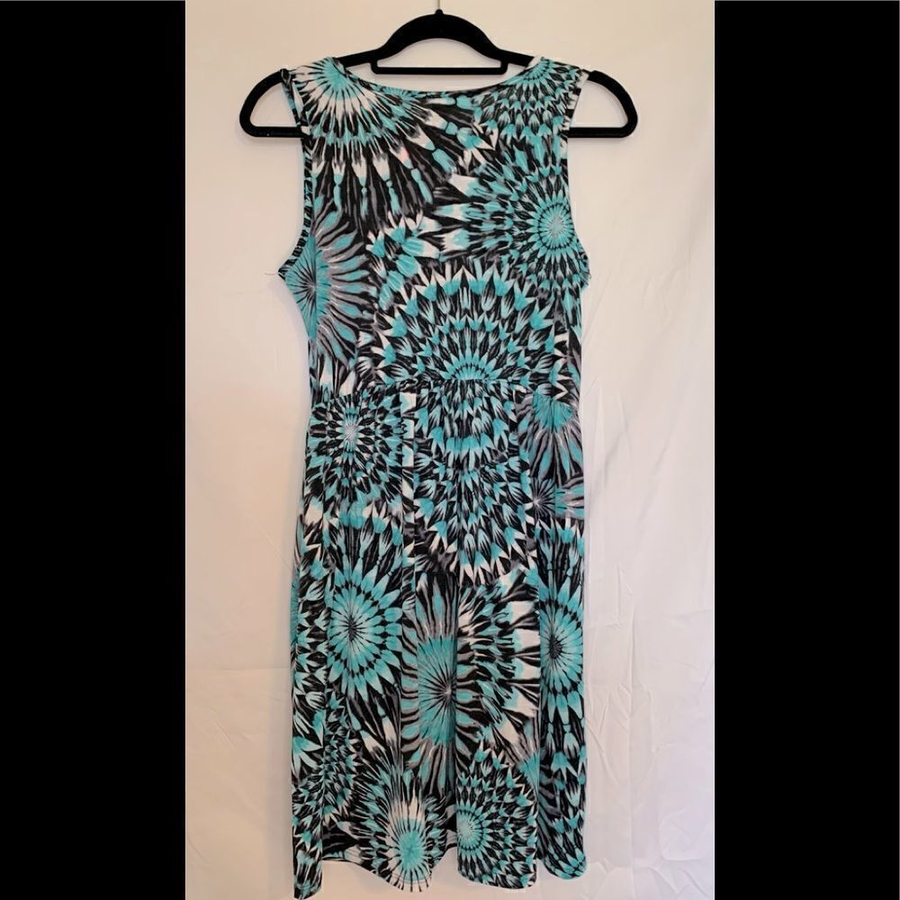 Racheal Teal/turquoise and Black sleeveless dress size S